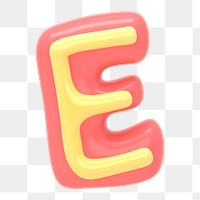 Cookie png sticker, E alphabet dessert 3D cartoon transparent background