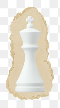 3D chess piece png sticker, ripped paper, transparent background