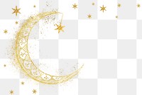 Moon png border design on transparent background