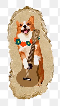 Corgi dog  png sticker, ripped paper, transparent background