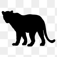 Tiger png silhouette, safari animal illustration sticker, transparent background