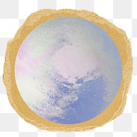 Planet Moon png sticker, ripped paper, transparent background