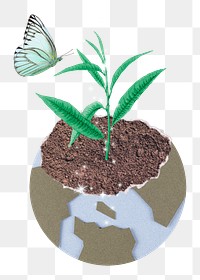 Environment rebirth png sticker, nature mixed media, transparent background