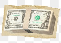 Money stack png sticker, ripped paper, transparent background