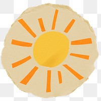 Sun doodle png sticker, ripped paper, transparent background