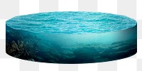 Deep sea png cylinder disc collage element, transparent background