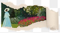 Png Monet's Woman in Garden sticker, torn paper remixed by rawpixel, transparent background