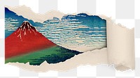 Hokusai's mountain png sticker, ripped paper  remixed by rawpixel, transparent background