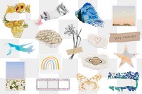 Aesthetic art png sticker, ripped paper set transparent background