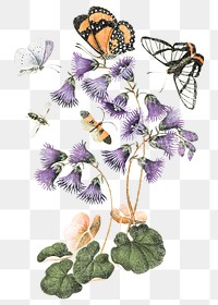 Purple flower png sticker, illustration on transparent background