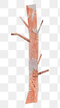 Tree trunk png sticker, abstract paper collage element, transparent background