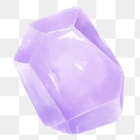 Purple crystal png sticker, watercolor design in transparent background