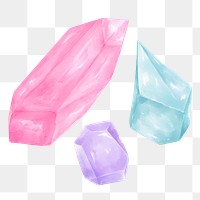 Aesthetic crystals png sticker, watercolor design in transparent background