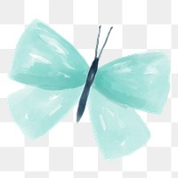 Green butterfly png sticker, watercolor design in transparent background