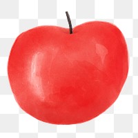 Red apple png sticker, watercolor design in transparent background