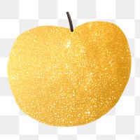 Golden apple png sticker, glittery design in transparent background
