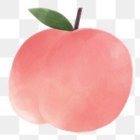 Cute peach png sticker, watercolor design in transparent background