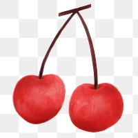 Cute cherry png sticker, watercolor design in transparent background