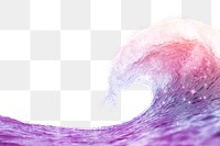 Purple ocean png wave border, sparkly aesthetic design, transparent background