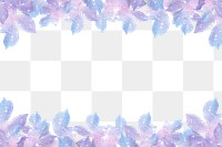 Holographic leaf png border frame, transparent background