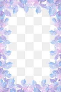 Holographic leaf png frame sticker, transparent background