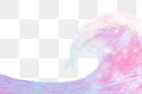 Pastel ocean png wave border, sparkly aesthetic design, transparent background