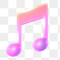Music note png icon sticker, 3D rendering, transparent background
