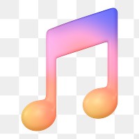 Music note png icon sticker, 3D rendering, transparent background