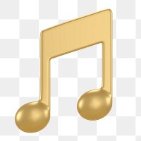 Music note png icon sticker, 3D rendering, transparent background