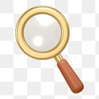 Magnifying glass png icon sticker, 3D rendering, transparent background