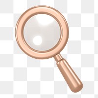 Magnifying glass png icon sticker, 3D rendering, transparent background