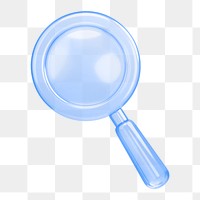 Magnifying glass png icon sticker, 3D rendering, transparent background