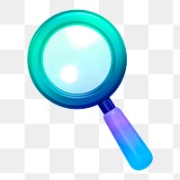 Magnifying glass png icon sticker, 3D rendering, transparent background