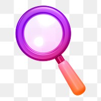 Magnifying glass png icon sticker, 3D rendering, transparent background