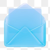 Envelope, email png icon sticker, 3D rendering, transparent background