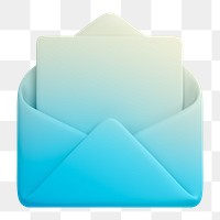 Gradient envelope png, email icon sticker, 3D rendering, transparent background