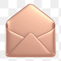 Pink envelope, email png icon sticker, 3D rendering, transparent background