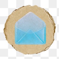 Envelope, email png icon sticker, ripped paper badge, transparent background