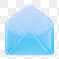 Envelope, glossy email png icon sticker, 3D rendering, transparent background