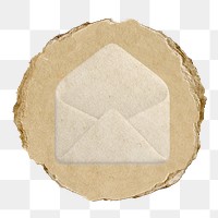 Envelope, email png icon sticker, ripped paper badge, transparent background