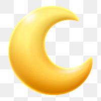 Crescent moon png icon sticker, 3D rendering, transparent background