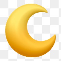 Crescent moon png icon sticker, 3D rendering, transparent background