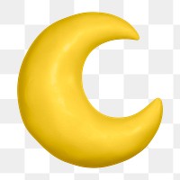 Crescent moon png icon sticker, 3D rendering, transparent background