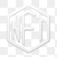 NFT blockchain png icon sticker, 3D rendering, transparent background