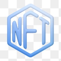 NFT blockchain png icon sticker, 3D rendering, transparent background