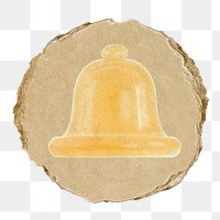 Bell, notification png icon sticker, ripped paper badge, transparent background