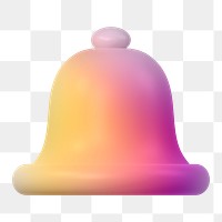 Bell, notification png icon sticker, 3D rendering, transparent background