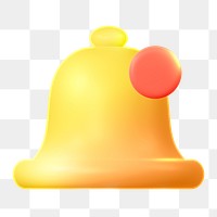 Bell, notification png icon sticker, 3D rendering, transparent background