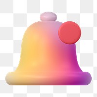 Bell, notification png icon sticker, 3D rendering, transparent background