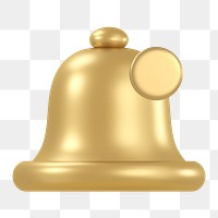 Gold bell png, notification icon sticker, 3D rendering, transparent background